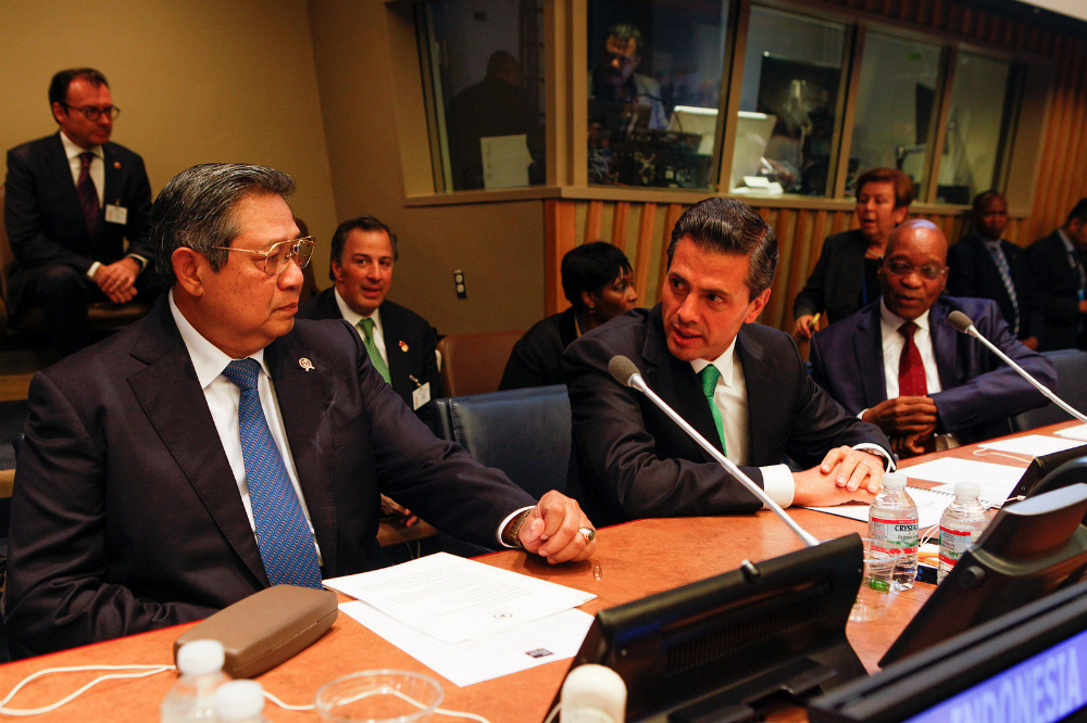 Presidents of Indonesia, Mexico and South Africa at an OGP event, New York, 2014