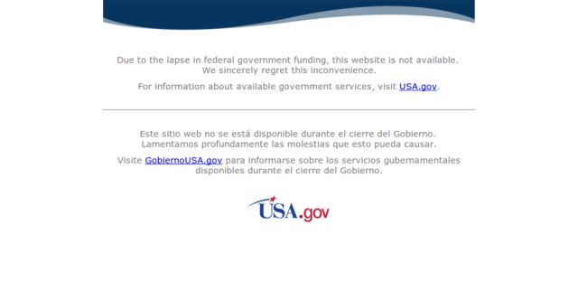 Due to the lapse in Federal Government funding ...