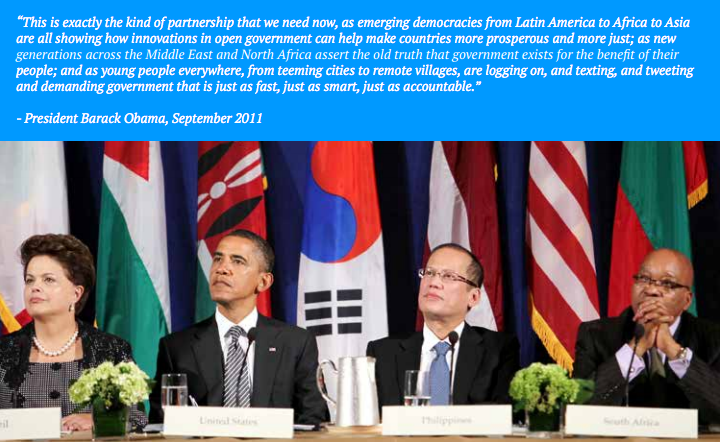 President Obama spoke at the launch of the Open Government Partnership in 2011