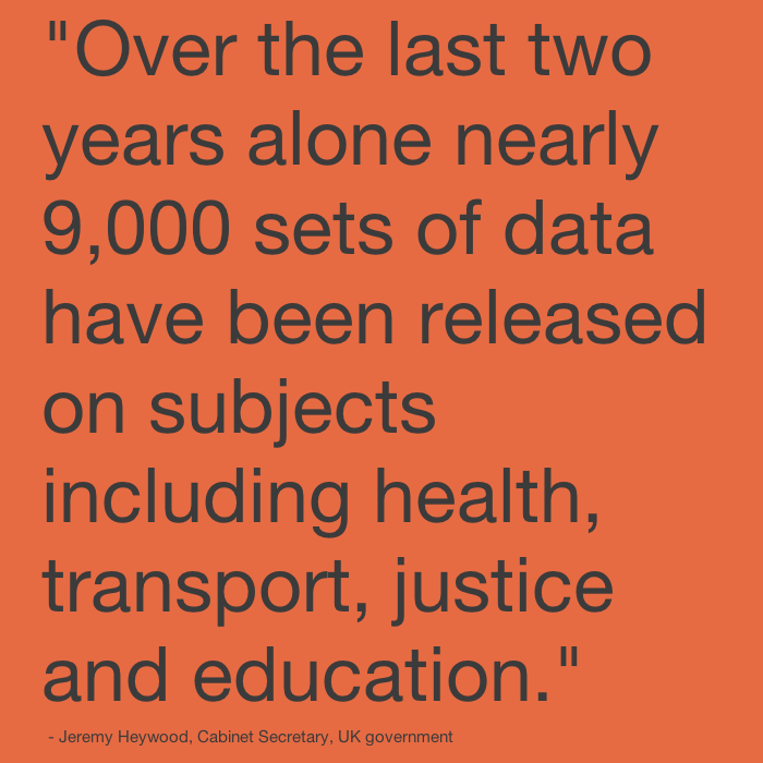 Over the last two years alone nearly 9,000 sets of data have been released on subjects including health, transport, justice and education.