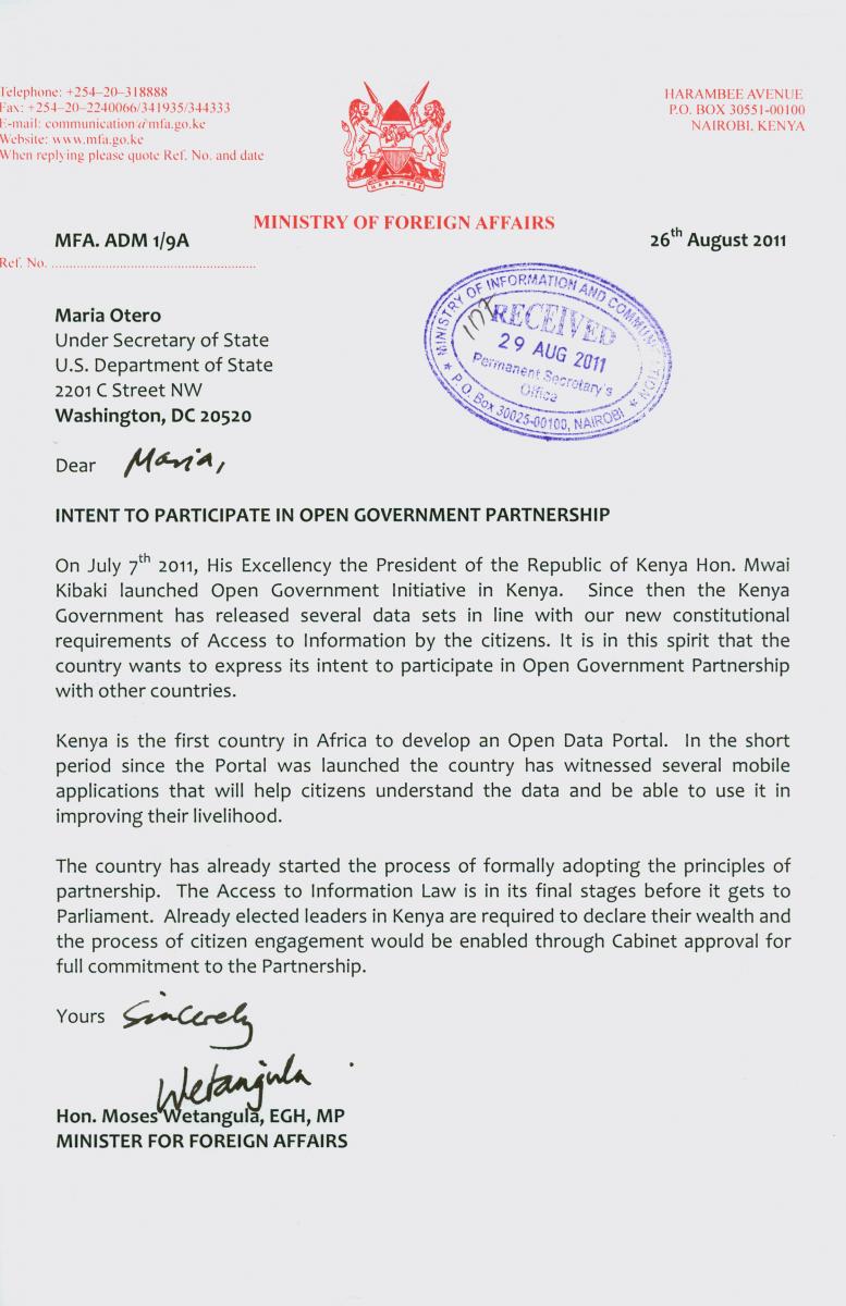 sample of kenyan application letter