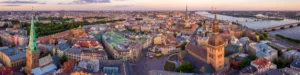 Beautiful Riga old town panoramic view from above