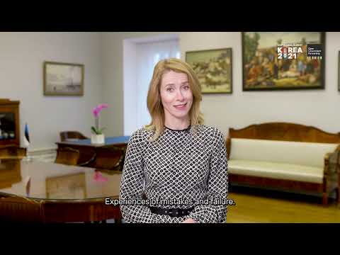 El primer ministro Kaja Kallas habla en la Cumbre Global de OGP 2021